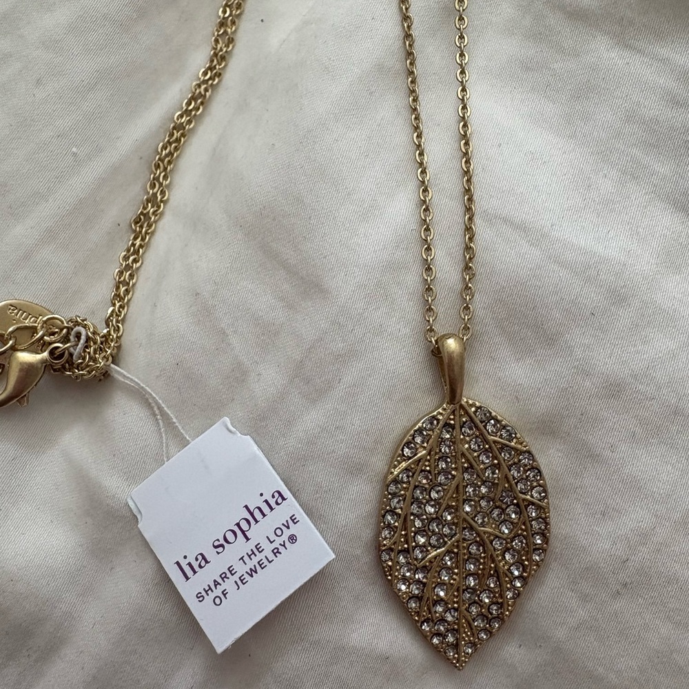 Lia Sophia Gold Crystal Pendant Necklace